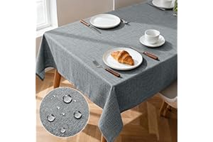 Pureegg Rectangle Linen Tablecloth Waterproof & Stain Resistant, Wrinkle-Free Table Cloth Adds Elegance and Protection, Ideal