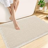 Smiry Waffle Bath Mat 30X20, Soft Absorbent Bathroom Rugs, Cream Beige | Non Slip Machine Washable Quick Dry Bath Rugs for Bathroom Floor, Tub, Shower, Home Decor Accessories