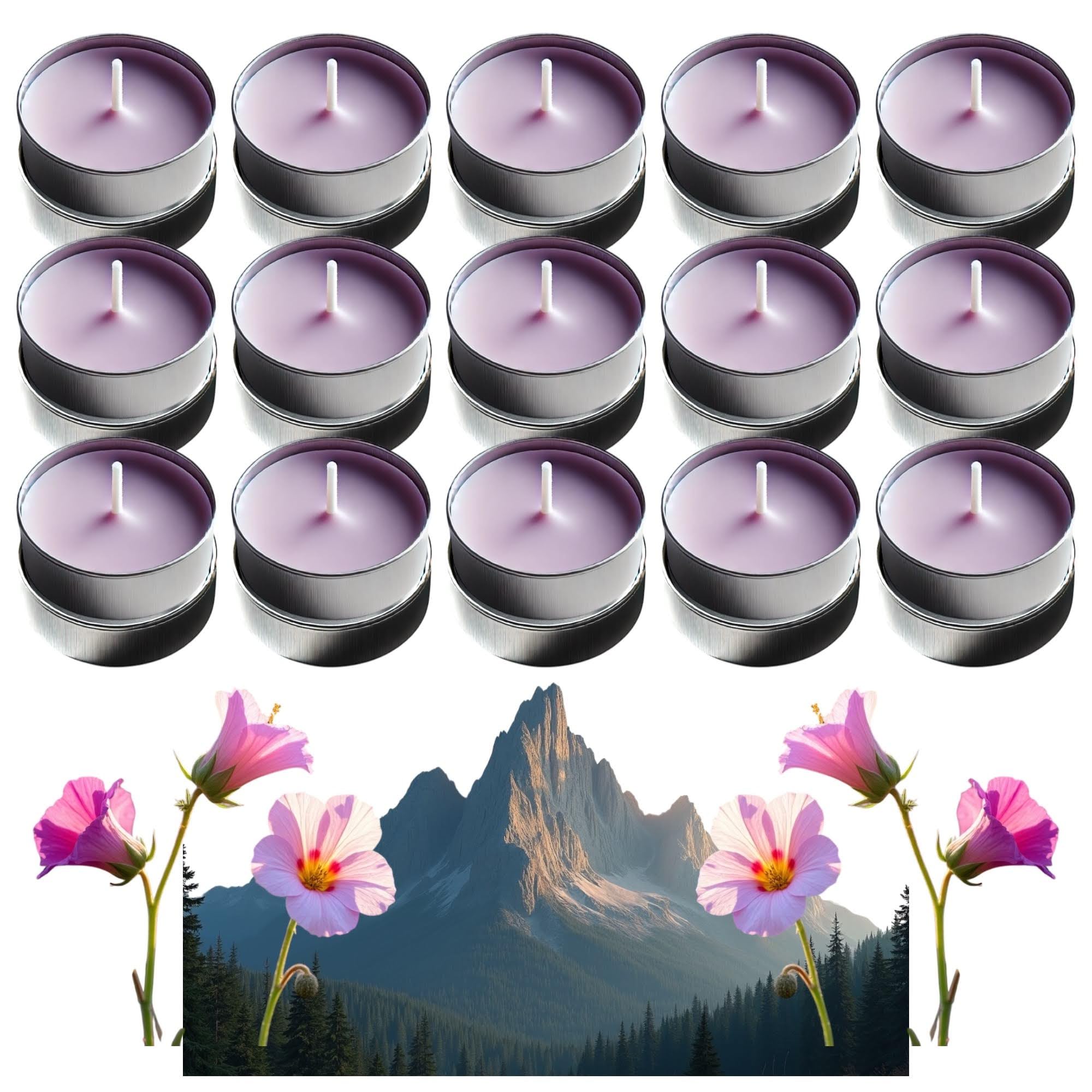 Scented Tealight Candles - Morning Mountain Dew & Sweet Pea Flowers - Up to 4 Hour Burn - 30 Pack