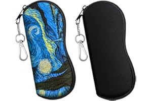 MoKo Sunglasses Soft Case 2 Pack, Ultra Light Portable Neoprene Zipper Glasses Case, Eyeglass Safety Pouch Box with Belt Clip