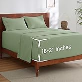 Bedsure Deep Pocket Queen Sheets Set - Fits Mattresses Up to 21 Inches Thick - 4 Piece GentleSoft Bed Sheets, Moisture Wicking, Soft & Cooling Bedsheet & Pillowcases, Easy & Secure Fit, Light Green
