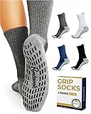 Pembrook Non Slip Gripper Socks - 4 Pairs Crew