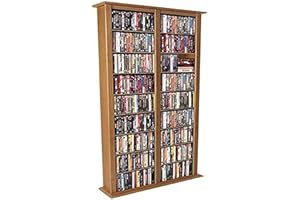 Venture Horizon Media Storage Tower Cabinet Double - 76” High Wall Rack - Oak