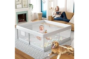 Fodoss Baby Playpen, 47x47inch Baby Playpen for Babies and Toddlers, Small Baby Play Pen for Floor, Safety Non-Slip Toddler Playpen with, Kids Activity Center, Baby Play Yards for Indoor & Outdoor