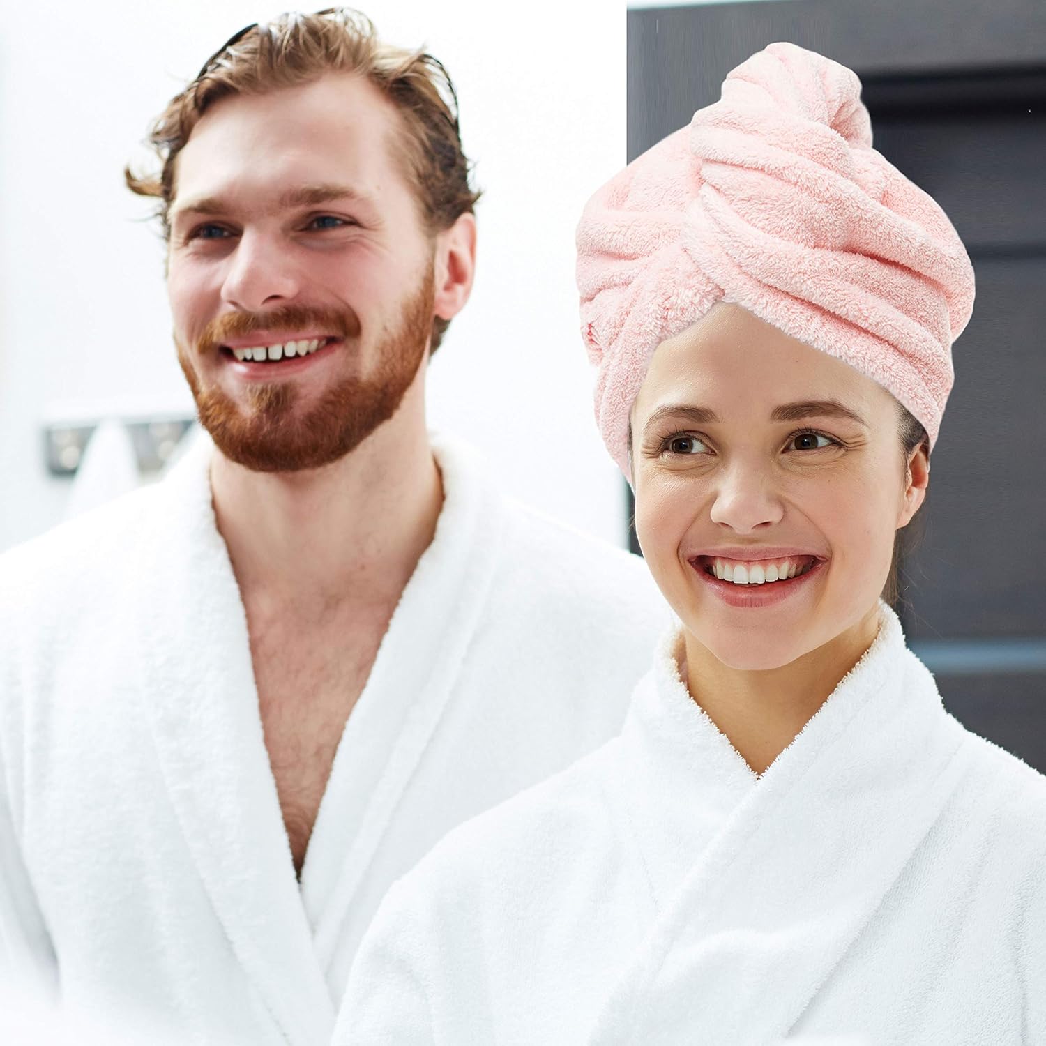 3 Pack Hair Towel - LARGE 10” X 26” Premium Microfiber Hair Towel Wrap, Super Absorbent & Quick Drying Hair Towel Turban for Dry, Curly, Long & Thick Hair, Large Beautiful Hair Wrap Towel (Pale Pink): Home & Kitchen