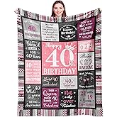 Ivivis 40th Birthday Gifts Women Blanket 60”X50”, 40th Birthday Decorations for Women, Happy Forty Birthdays Gift Ideas for Woman, 1986 Birthdays Gifts for 40 Year Old Woman Throws