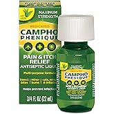 Campho Phenique Maximum Strength Antiseptic Liquid with Aloe, Pain Relief and Anti-Itch Treatment, Instant Relief from Bug Bites, Minor Cuts, and Skin Irritations, Bug Bite Itch Relief, 0.75