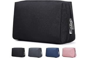 FUNSEED Travel Toiletry Bag for Men and Women, Portable Durable Shaving Organizer Dopp kit for Toiletries and Makeup Accessories (Black)