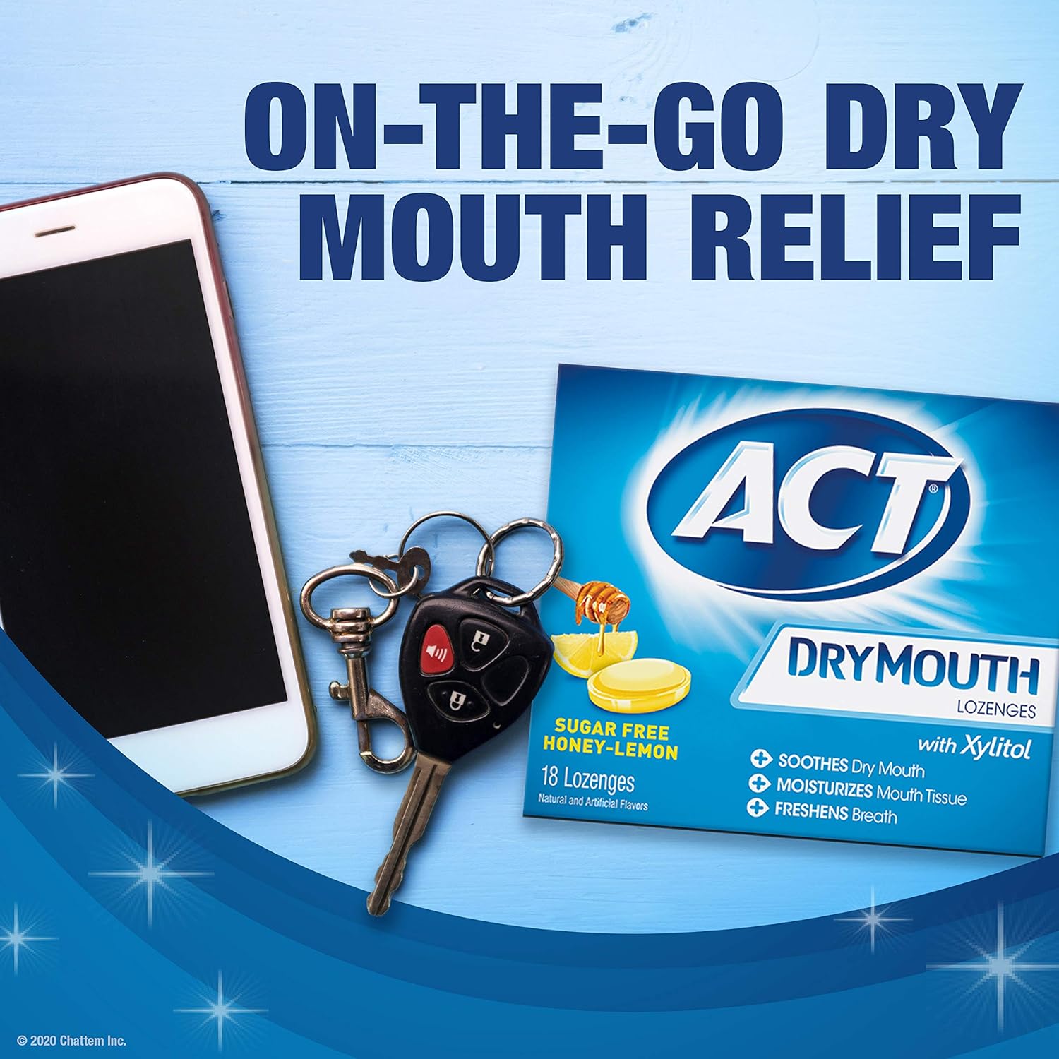 ACT Dry Mouth Lozenges, Honey-Lemon, 18 Count: Health & Personal Care