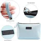 Maange Small Travel Cosmetic Bag Waterproof PU Leather with Handle Blue view 4