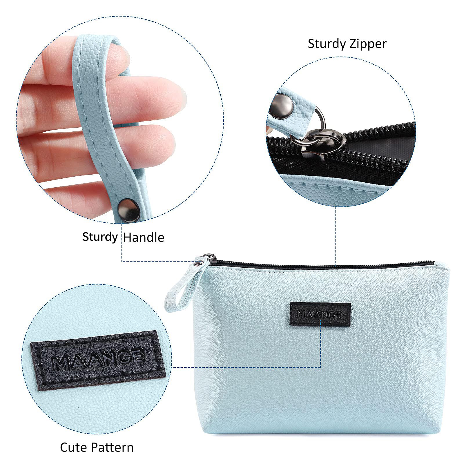 Cosmetic Bags for Women Small Makeup Bag for Purse Pu Leather Makeup Pouch Travel Makeup Bag with Zipper Make Up Bag for Travelling