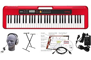 Casio CT-S200RD 61-Key Premium Keyboard Package with Headphones, Stand, Power Supply, 6-Foot USB Cable and eMedia Instructional Software, Red (CAS CTS200RD EPA)
