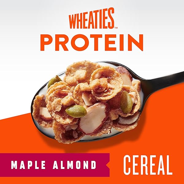 WHEATIES PROTEIN BREAKFAST CEREAL, MAPLE ALMOND, 22G PROTEIN, BREAKFAST OF CHAMPIONS, 16 OZ