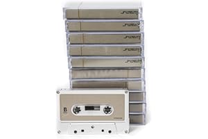 Fydelity 10-Piece Blank Cassette Tape Storage Set – Features 60 Minutes Clear Tape Cassette Storage for Recording Blank Audio - Silver Chrome Cassette Holder – Idea for Music Lovers Collectors