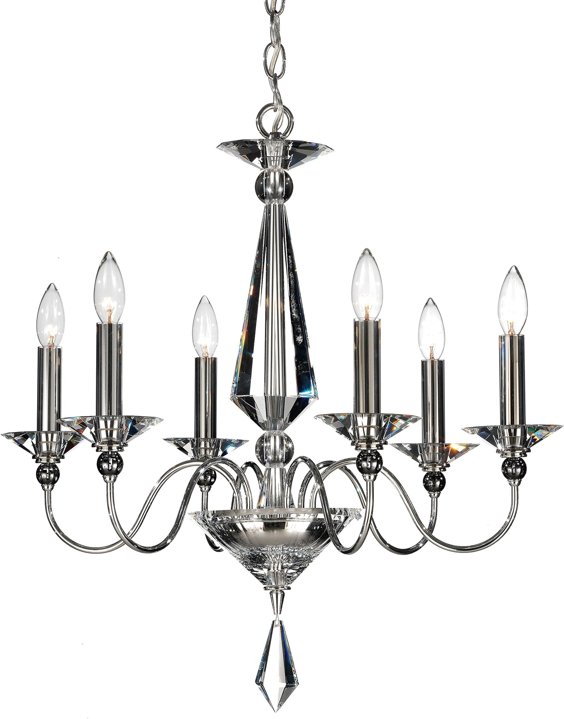 Jasmine 6 Light 22.5in x 24in Chandelier in Polished Silver with Clear Optic Machine Cut Crystal