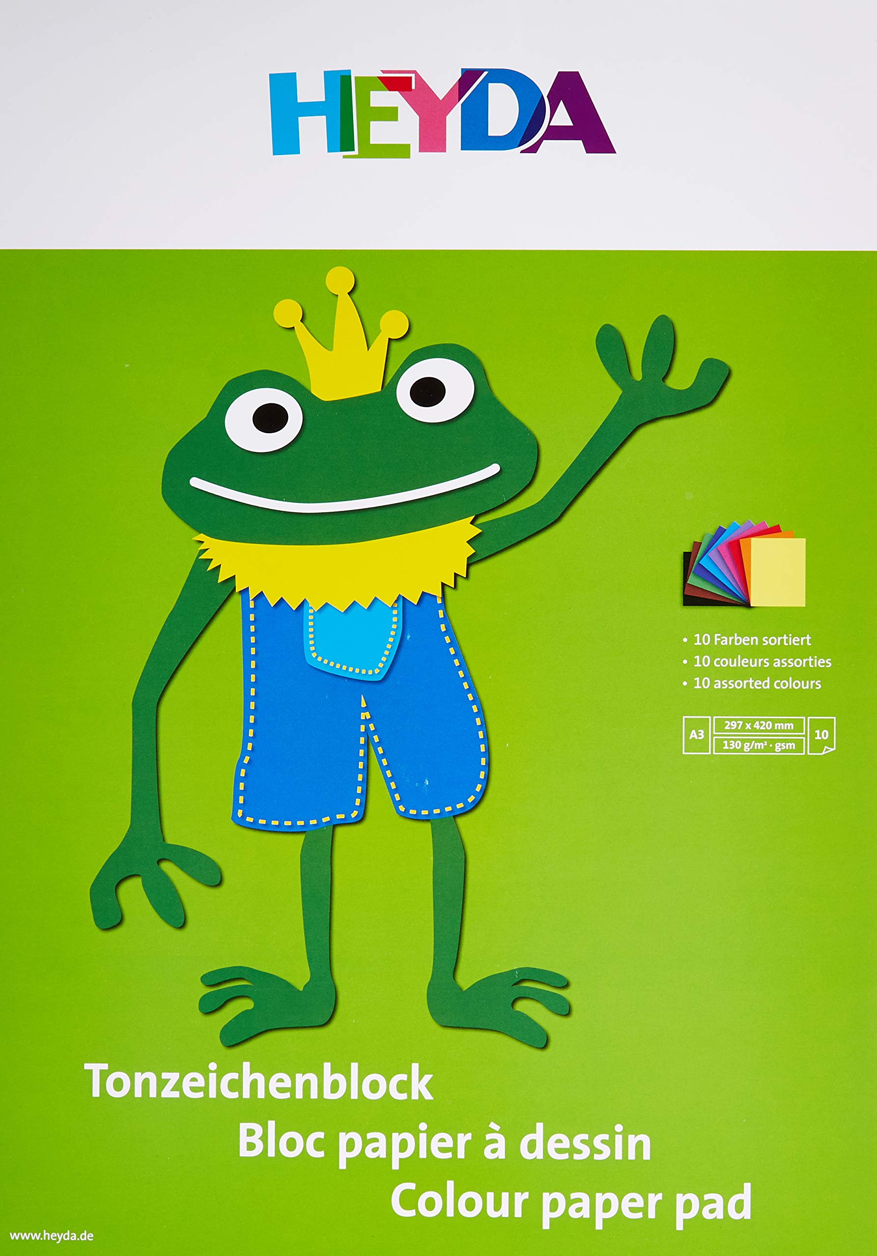 Heyda Coloured Paper Pad A3 130 g 10 Sheets Pack of 10