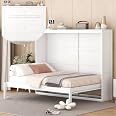 Merax Farmhouse Murphy Cabinet Bed – Queen Foldable Wall Bed With Charging Station & Storage Drawer