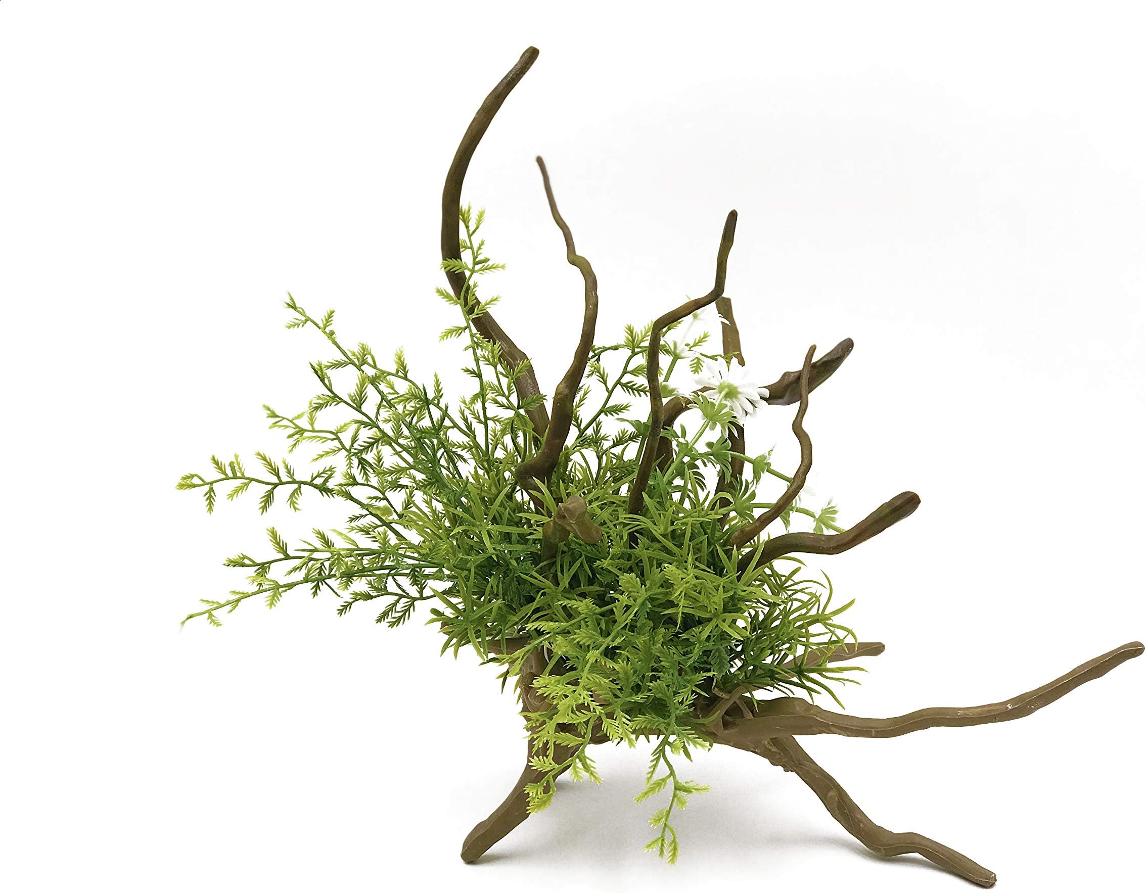 BEGONDIS Aquarium Decorations Fish Tank Artificial Green Water Plants with Branch, Made of Soft Plastic, Safe for All Fish & Pets
