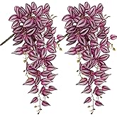 DILATATA Fake Hanging Plants Artificial Hanging Plants 26" Faux Wandering Jew Hanging Leaves Plants for Wall Shelf Home Indoor Outdoor Decor - 2 Pack