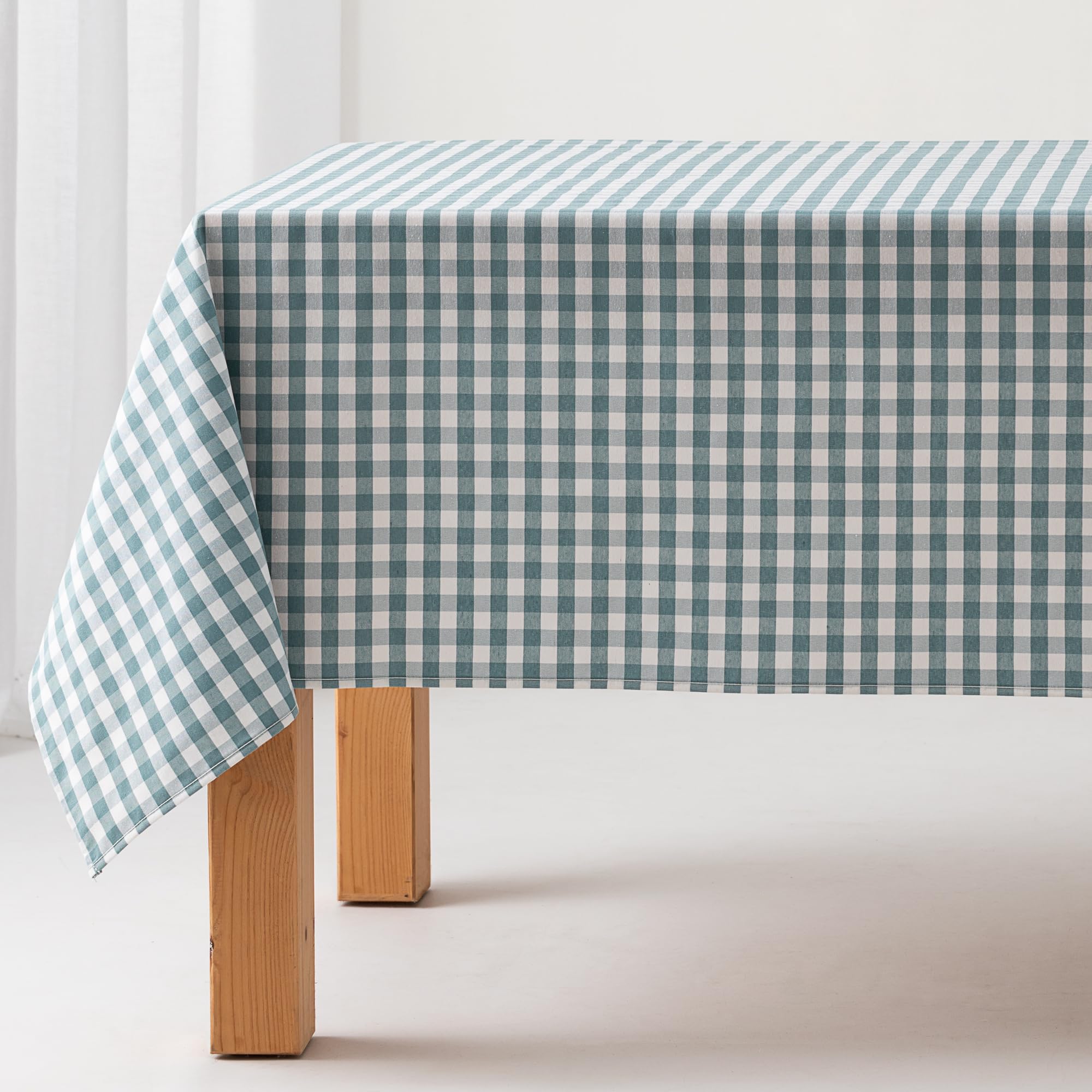 Stain-Resistant Gingham Tablecloth, Cotton, Fabric Touch, 140 x 300 cm, Water Colour — image 1