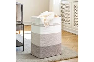 Ollieroo 85L Extra Large Woven Rope Laundry Hamper, Taller Laundry Basket with Handles, Collapsible Cotton Closet Storage Bins for Shelves, Toys, Pillows, Blankets, Clothes and Towels(Gradient Brown)