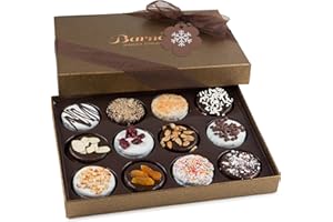 BARNETTS FINE BISCOTTI Barnetts Christmas Holiday Thanksgiving Gift Basket, 12 Chocolate Covered Cookies, Gourmet Candy Box Baskets for Prime Food Delivery, Gifts for Dad, Husband, Grandfather, Brother, Son, Father