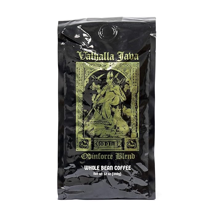 Valhalla Java Whole Bean Coffee by Death Wish Coffee Company, Fair Trade and USDA Certified Organic - 12 Ounce Bag