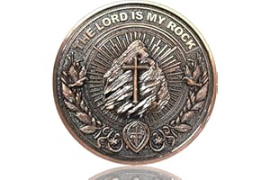 LZWIN Inspirational Christian Challenge Coin - The Lord is My Rock - Zinc Alloy, 1.57 Inch Diameter, Psalms 18:2 Scripture, Protective Case Included (Single Coin)