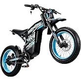 53.8MPH Electric Dirt Bike for Adult,7000W Peak Power,67.2V Output 30Ah | Full Suspension System, 2016Wh Battery, 78 Miles, 20&times;4.0 Fat Tires, Dual Hydraulic Disc Brake,5-Speed Level,220Nm Top Torque