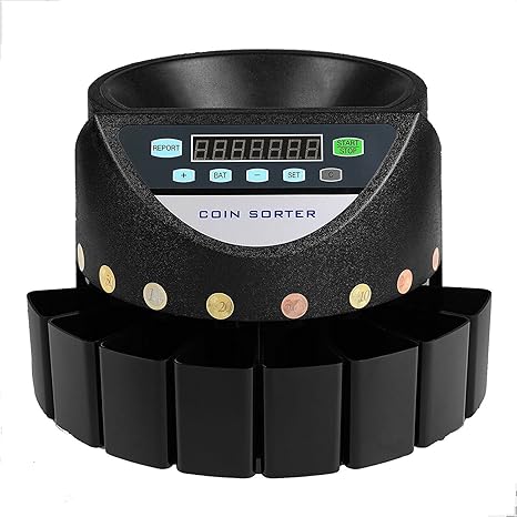 HuSuper Münzsortierer Euro Elektrische Geldzählmaschine Münzzählmaschine Münzzähler Coin Counter Sorter für Euro und Münzen (