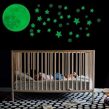 Glow In The Dark Moon Stars Wall Stickers Assorted Pack Of 385 Self Adhesive Wall Vinyls Glowing Ceiling Stickers Ideal For Children S Bedroom