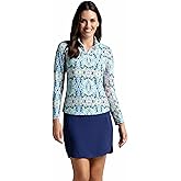 IBKUL Athleisure Wear Sun Protective UPF 50+ Icefil Cooling-Ridley Print Long Sleeve Mock Neck Top-10089