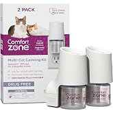 Comfort Zone Multi Cat Calming 2 Room Kit, 2 Diffusers &amp; 2 Refills | Reduce cat stress &amp; multicat aggression &amp; urine marking &amp; scratching, drug &amp; fragrance free, vet recommended, 24/7 calming