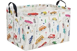 Essme Rectangular Boys Basket,Kids Storage Basket with Handles for Car Decor,Racing Storage Bin（Car）