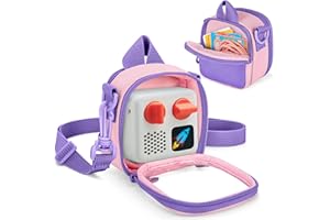 GRAOSO Transparent Carrying Case Compatible with Yoto Mini (2024 Edition), Back Pocket for Cards, Accessories, Small Travel Storage Bag for Audio Player with Detachable Shoulder Strap, Pink (Bag Only)