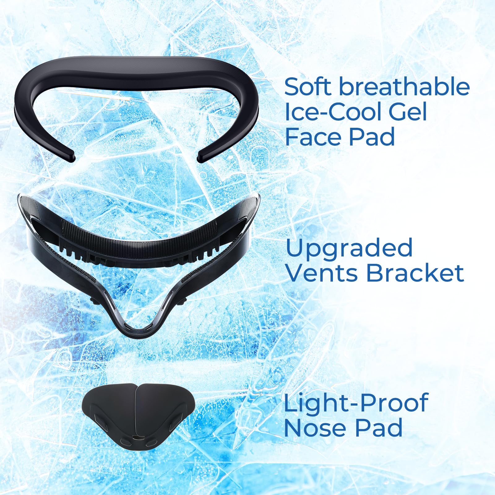 DESTEK Summer Choice Cooling Face Pad Compatible with Oculus Quest 2, Soft & Bouncy Face Cover Replacement, Dry Sweat-Wicking Comfort, with Secure Light-Blocking Nose Guard