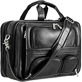 Polare Full Grain Cowhide Leather 17'' Laptop Large Briefcase for Men Business Messenger Bag Work Bag