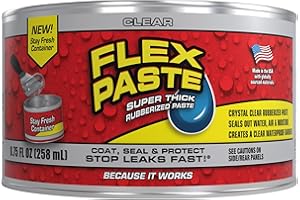 Flex Paste, Waterproof Paintable Putty, Spackle Sealant, Fill Gaps Cracks Holes - Block Out Water and Air - UV Resistant - Walls, Drywall, EPDM, Concrete, Roof, RV Repairs, Clear, Half-Quart