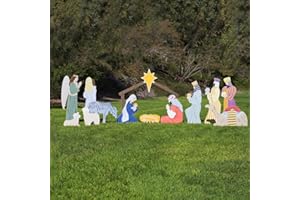 Outdoor Nativity Store Complete Nativity Scene - 12 Weatherproof Nativity Set Figures for Outdoor Christmas Decoration - Easy to Assemble & Store - Large, Colorful