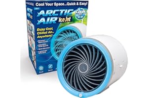 Arctic Air Ice Jet Personal Air Cooler, 3-Speed Room Cooler with Reusable Ice Packs, Portable Cooler with Multi-Directional Vent & 7 LED Lights, Whisper-Quiet Air Cooler for Room