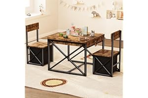 INNOD Kids Table and 2 Chairs Set, 4 in 1 Toddler Activity Table and Chairs Set with Storage, Children Desk and Chairs Set for Crafts, Drawing, Reading, Toddler Furniture Ideal for Learning Play