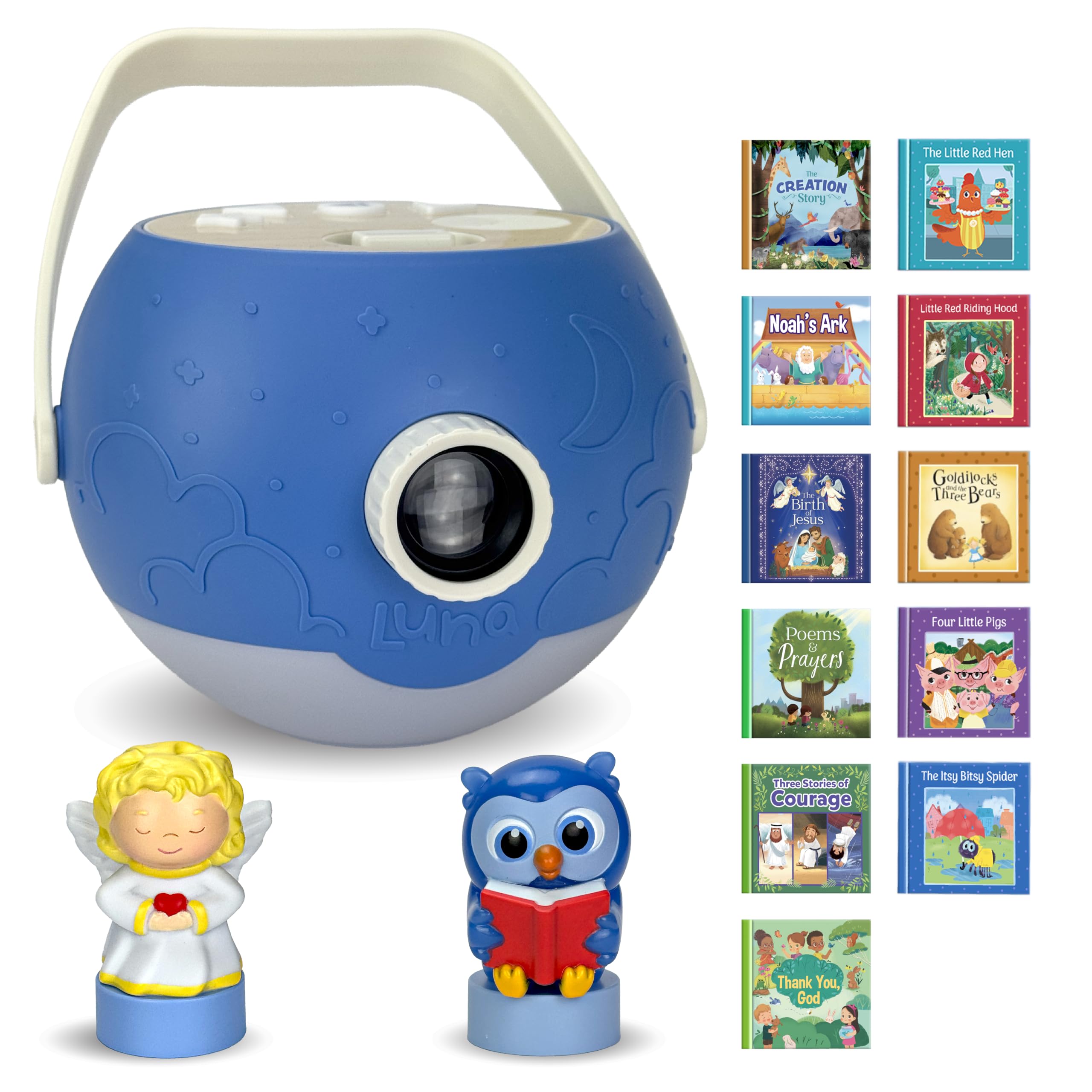 Photo 1 of Luna StoryTime Kids Book Projector – 6 Bible & 5 Classic Read-Aloud Stories, 10 Songs & Night Light & Soothing Dream Music | Children Ages 3+ Storytime Projector for Kids & Toddler | Toys, Owl & Angel