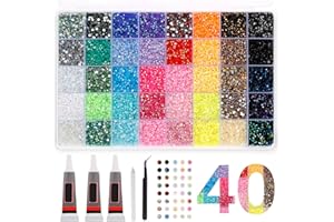 32000 Pcs Resin Jelly Rhinestones for Bedazzling Kit 40 Colors 3mm Flatback Rhinestones Kit with Tweezers Pen 3Pcs B7000 Glue