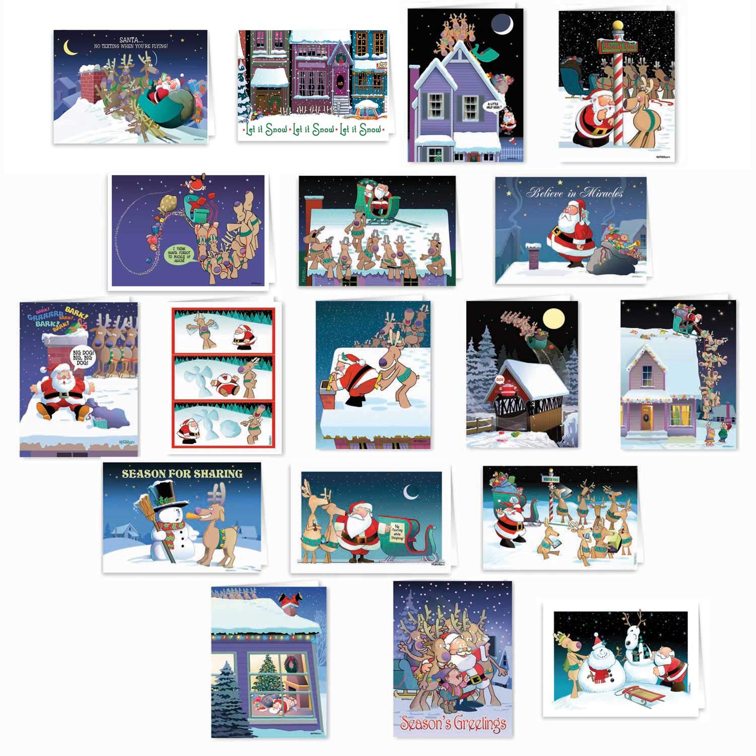Box Set of 24 Assorted Funny Christmas Cards by Stonehouse