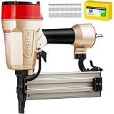 meite ST64L Concrete Nail Gun Extended Muzzle w/ 400PCS 14GA 1-1/2" T Nails | Pneumatic Concrete T-Nailer Gun for Wood-to-Concrete Projects, Magazine 100PCS, Accepts 14 Gauge 3/4'' to 2-1/2'' T Nails
