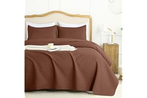 FLYMME King Size Quilt Bedding Set Terracotta Lightweight Bedspreads Set,Soft Microfiber Bed Coverlet 3 Pieces (1 Quilt, 2 Shams)