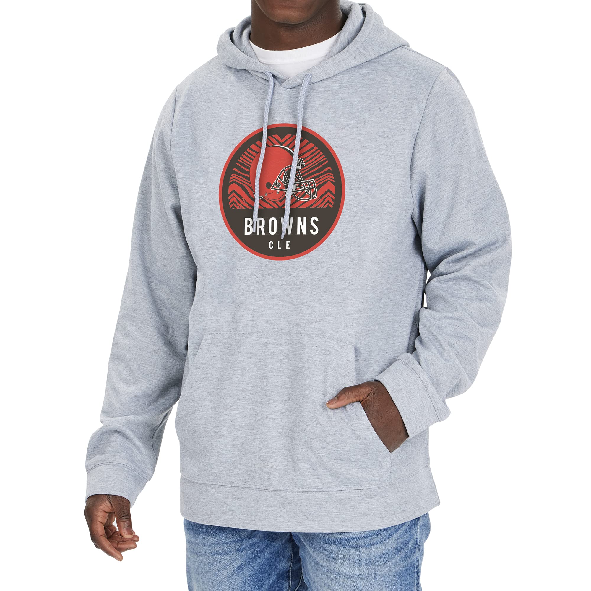 Zubaz NFL Cleveland Browns Men's Team Graphic Gray Hoodie, Gray, Large