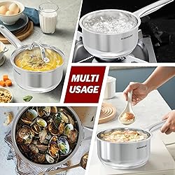SUNHOUSE 1.5 Quart Sauce Pan, 18/10 Stainless Steel