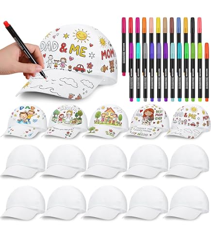 DIY White Baseball Hats Bulk Adjustable Blank Baseball Cap with 24 Fabric Amazon.com: Funnysoft 16 Pieces DIY White Baseball Cap Bulk  main image 2