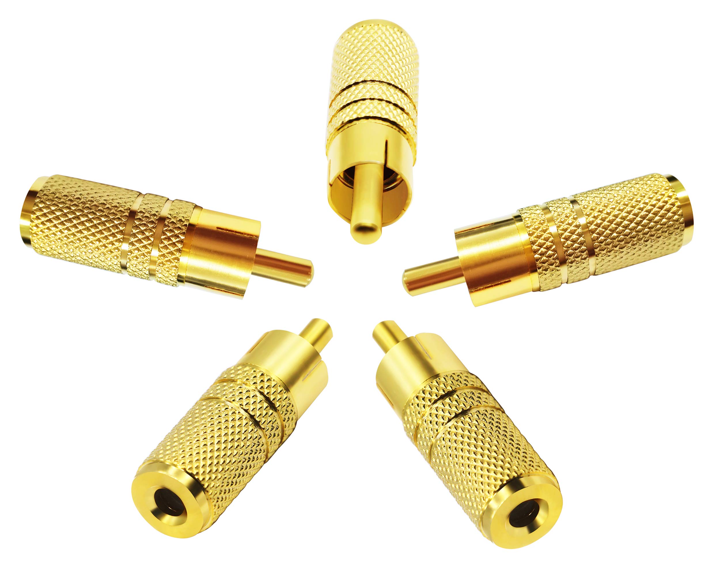 zdyCGTime 3.5mm (1/8 Inch) Female to RCA Male Audio Plug Adaptor Connector,Gold Plated RCA to 3.5mm Audio Adapter,for 3.5MM Headphone Adapter Cable.(5 Pack)